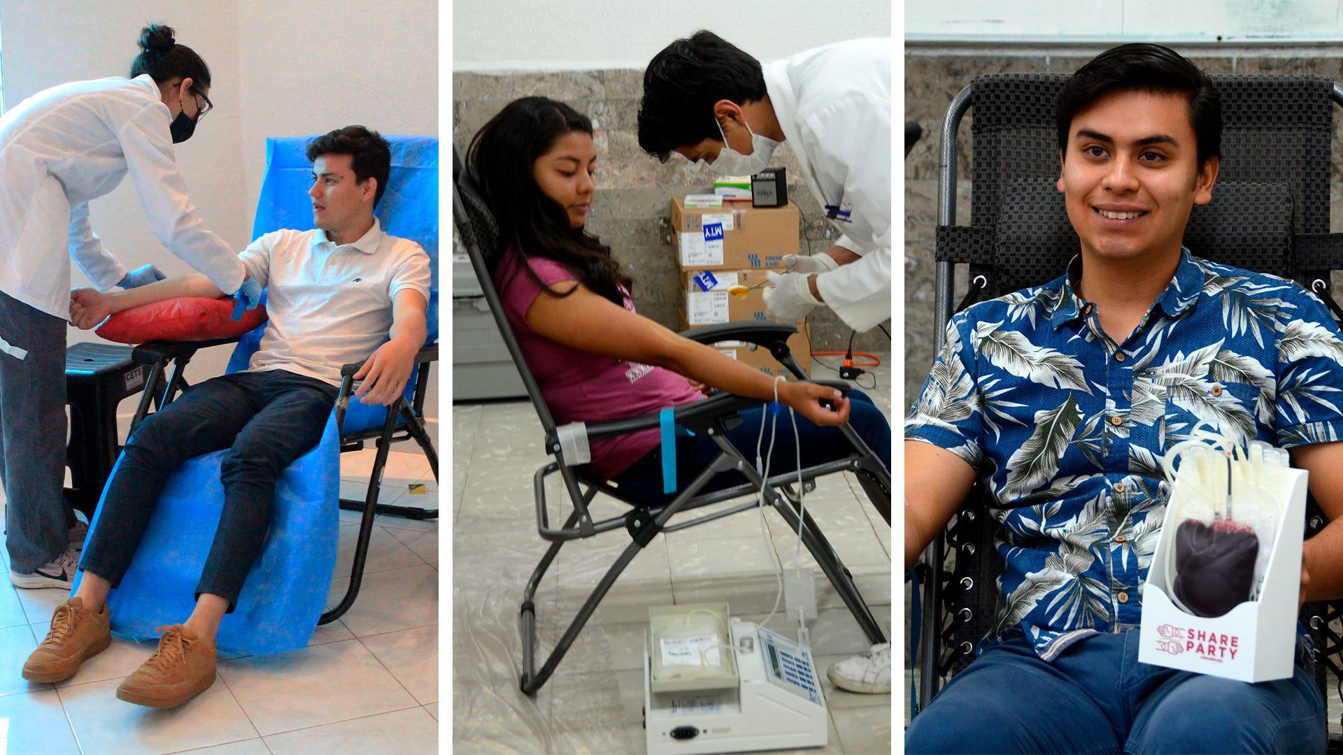 Fotos de campaña de donación de sangre altruista 2023, donde alumnos participan como donantes. Fotografía por: Universidad de Montemorelos.