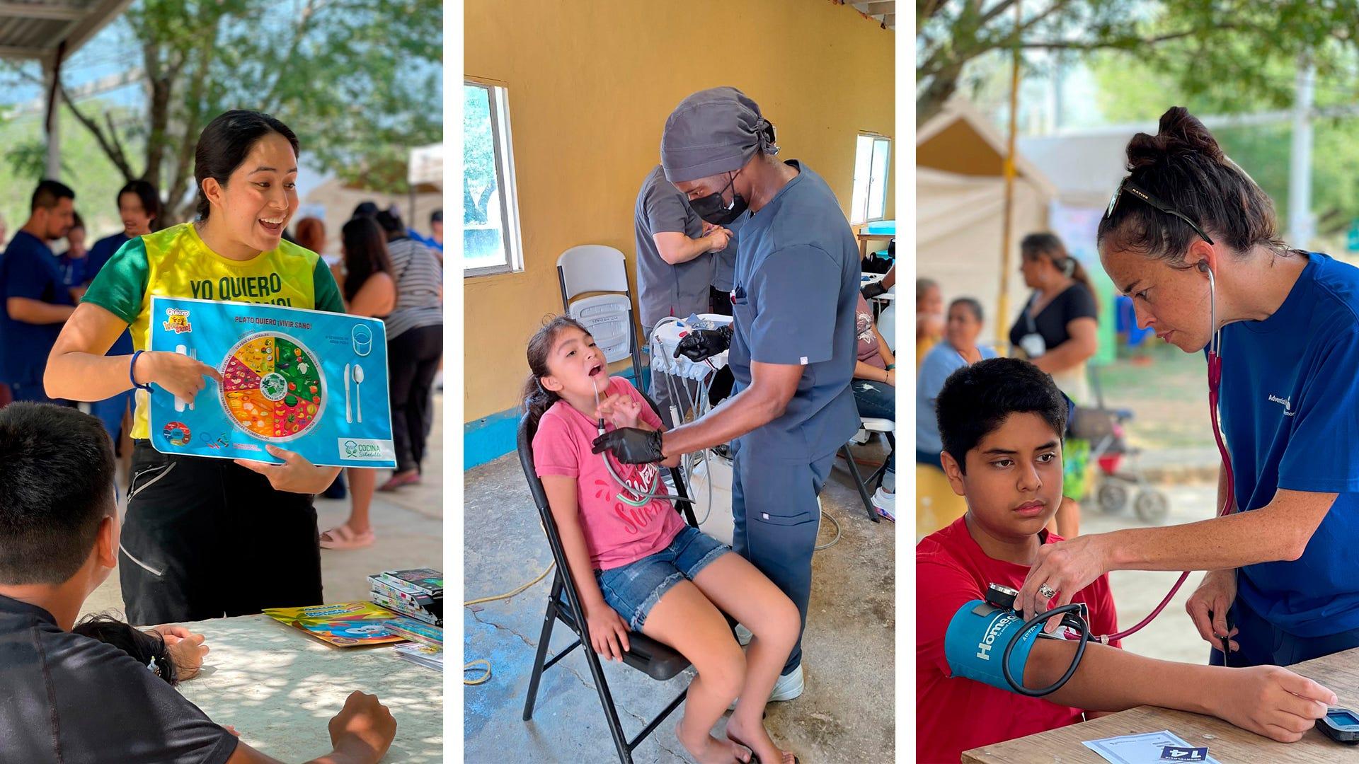 En la brigada médica se realizaron diversos servicios gratuitos para los ciudadanos del Ejido Loma Alta, ubicado cerca de Linares, Nuevo León. Fotografía por: Universidad Promotora de la Salud.