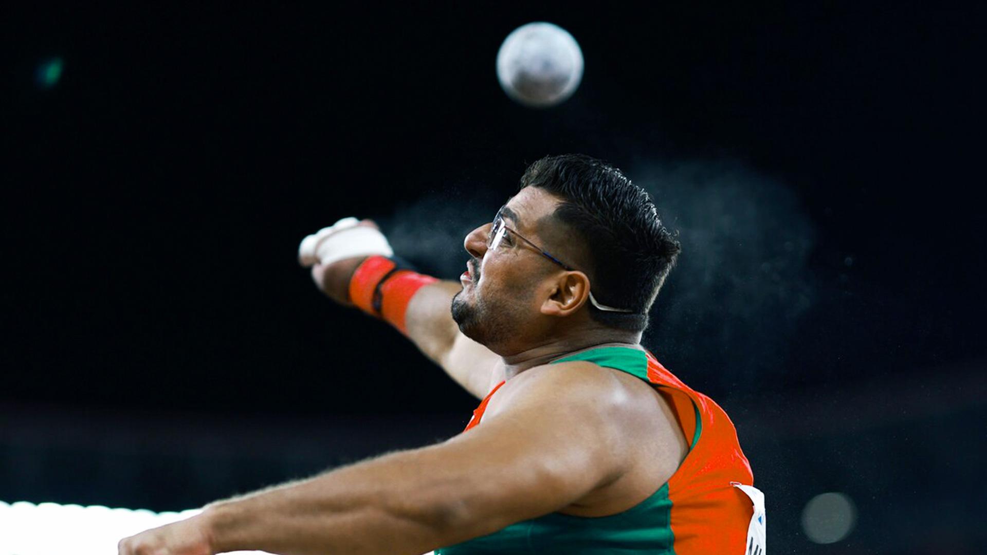 Uziel Muñoz, durante la competencia en el lanzamiento de bala en el Campeonato Mundial de Atletismo 2025 en Tokio. Fotografía cortesía de Franklin Córdova.