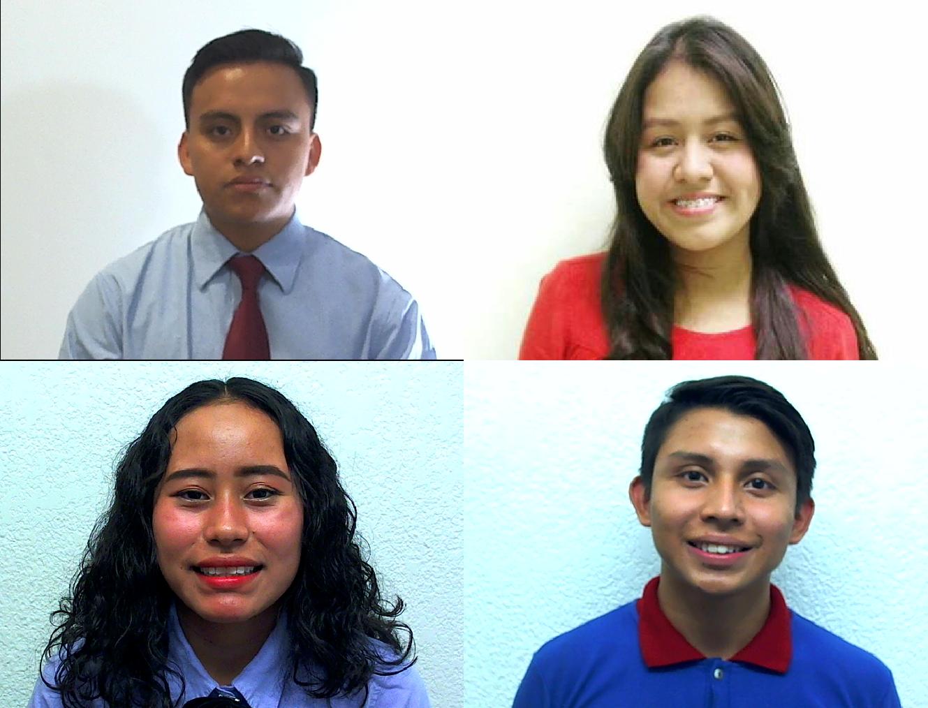 Osbaldo Montejo -Teología; Ashley del Pilar - Medicina; Francis Benítez- Enfermería y Mario Méndez -Arquitectura. Estudiantes beneficiados en la primera edición de MaratUM 2020.