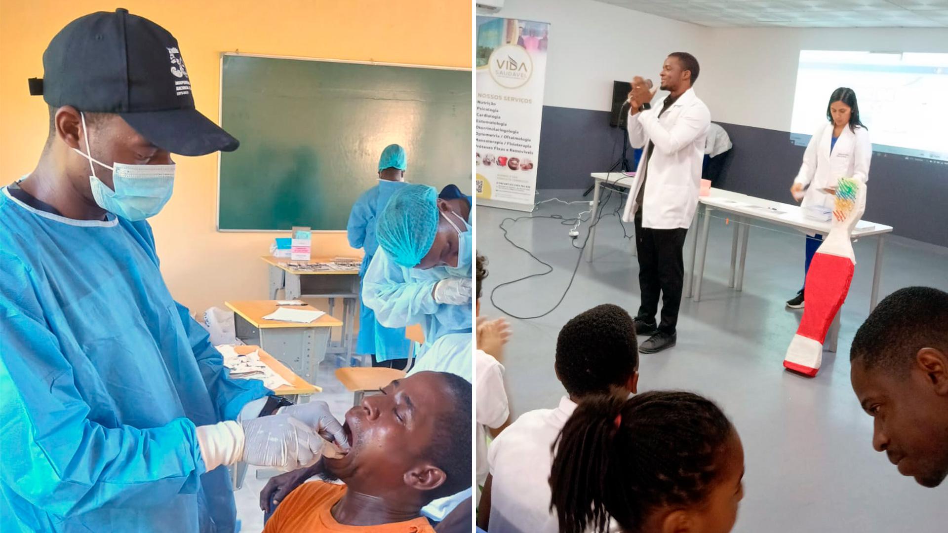 Miguel Ângelo, en las brigadas realiza atenciones dentales o imparte charlas de salud dental. Fotografía cortesía de&nbsp;Casimiro Andrade, periodista de la  Rádio Adventus.